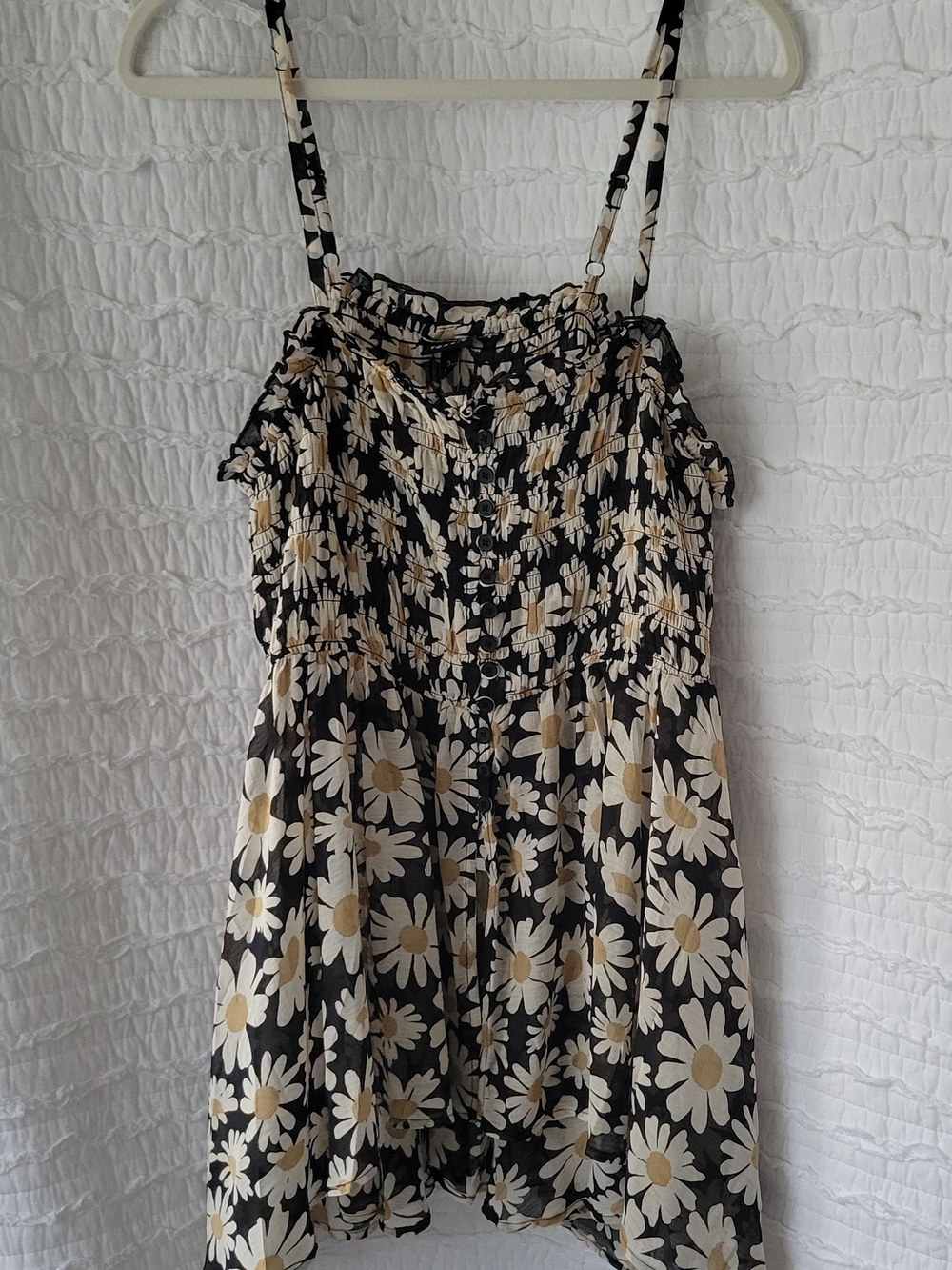 Button-Front Smocked Tunic Cami